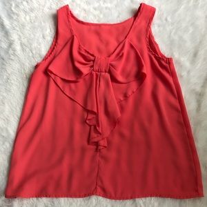 Hug Chiffon Bow Back Tank Coral Small Cute